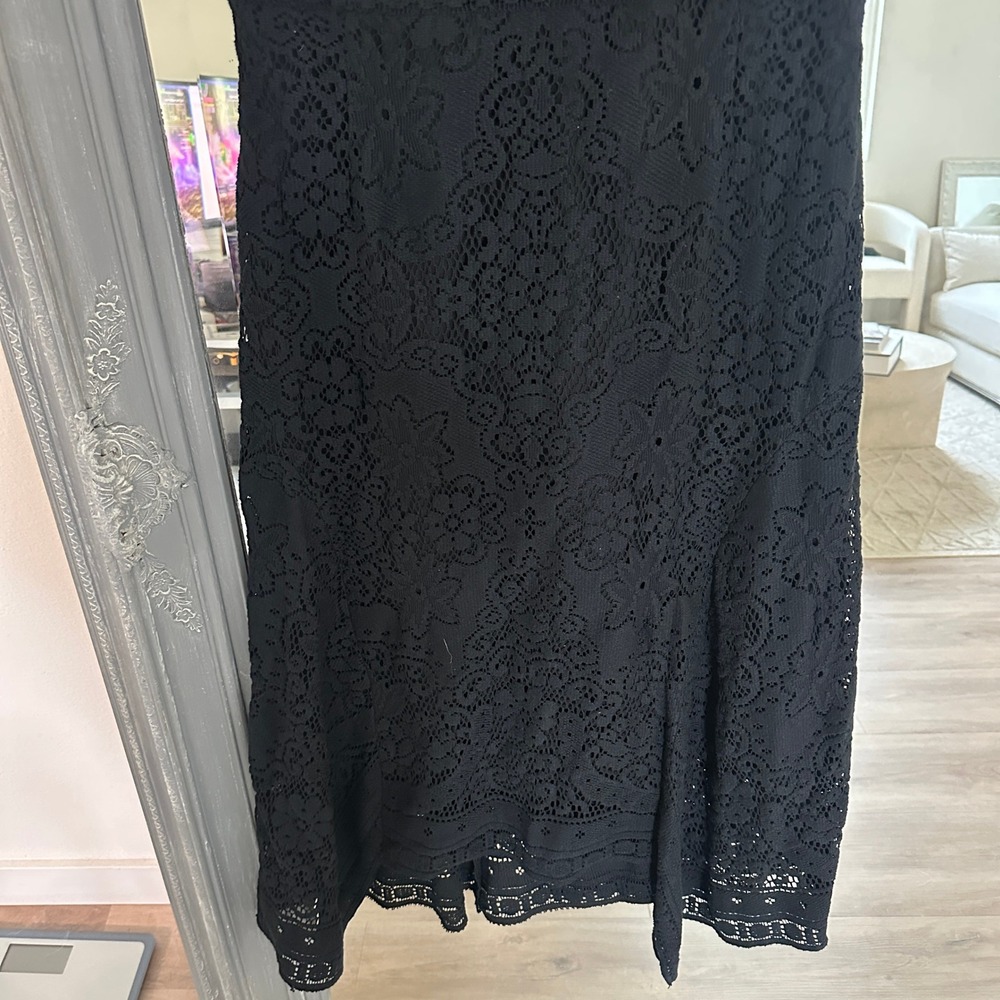Kobi Halperin Black Lace Crochet‎ Sleeveless Fit Flare Midi Dress 8 - Picture 4 of 9